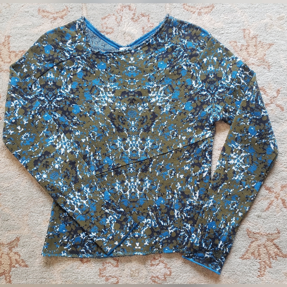 Missoni Olive Green Blue Patterned Long Sleeve Top